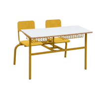Ensemble de bureau et chaise double pour étudiants, structure en acier, bureau scolaire durable pour salle de classe