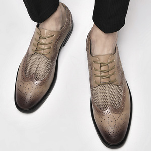 Zapatos de Hombre de Verano, de Cuero Genuino, Casuales, Transpirables, Antideslizantes, con Cordones, de Malla, con Capa Superior de Piel de Vaca, para Jóvenes y Negocios - Product Image 4