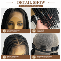 Perruque synthétique Lace Front Dreadlock tressée à la main, style Goddess Locs, avec pointes bouclées, afro kinky, en fibre haute température