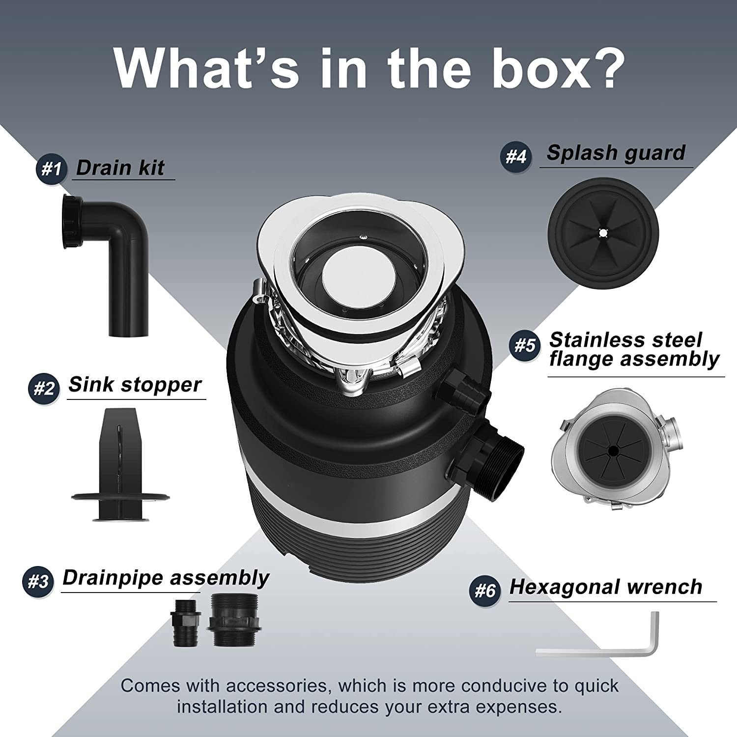 Household 1HP Kitchen Sink Food Waste Disposer Garbage Disposal Machine For Food Shredder