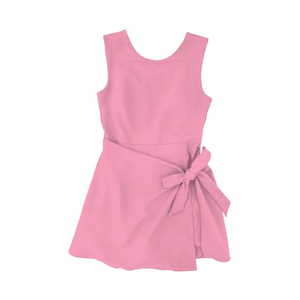 Vestido infantil personalizado GSD3882, vestido rosa con estampado sólido para niña, vestido de manga corta para bebé, venta al por mayor. - Product Image 1