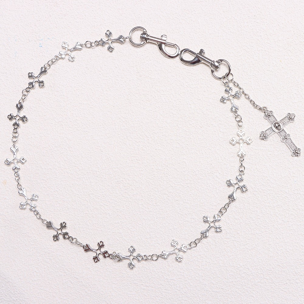 Chaîne de pantalon avec pendentif croix monocouche