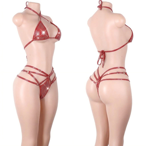 Conjunto de <span class=keywords><strong>Bikini</strong></span> de Dos Piezas con Lentejuelas Negras y Puntos, Ropa de Baile Exótica, Atuendos para Festivales, Ropa de Club, Conjunto para Chicas de Servicio <span class=keywords><strong>en</strong></span> Clubes - Product Image 1