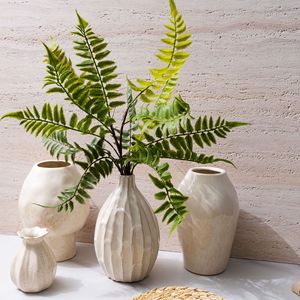 Jarrón de cerámica CallaFloral beige esmaltado estilo Wabi Sabi, jarrón grande para arreglos florales para sala de estar, decoración nórdica - Product Image 1