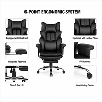 Chaise de bureau de conférence réglable avec fonction de massage et chauffage, revêtement en PU/PVC, pivotante à 360°, hauteur réglable, pieds chromés de direction