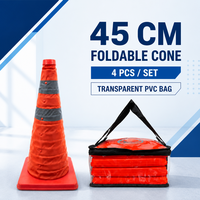 Cône de signalisation pliable en tissu Oxford PP avec bandes réfléchissantes pour la sécurité routière en extérieur