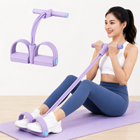Bandas de Resistencia de Pedal con 4 Tubos, Bandas de Resistencia para Gimnasio en Casa, 4 Cuerdas Elásticas para Entrenamientos de Cuerpo Completo, Entrenadores Abdominales