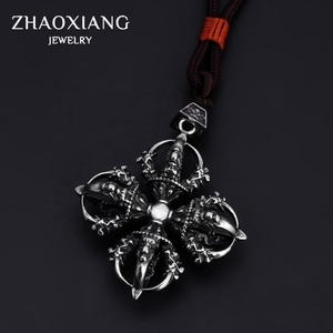 Collier amulette Bouddha en acier inoxydable, pendentif Vajra pour homme, bijoux bouddhistes classiques, bijoux rétro pour femme - Product Image 6