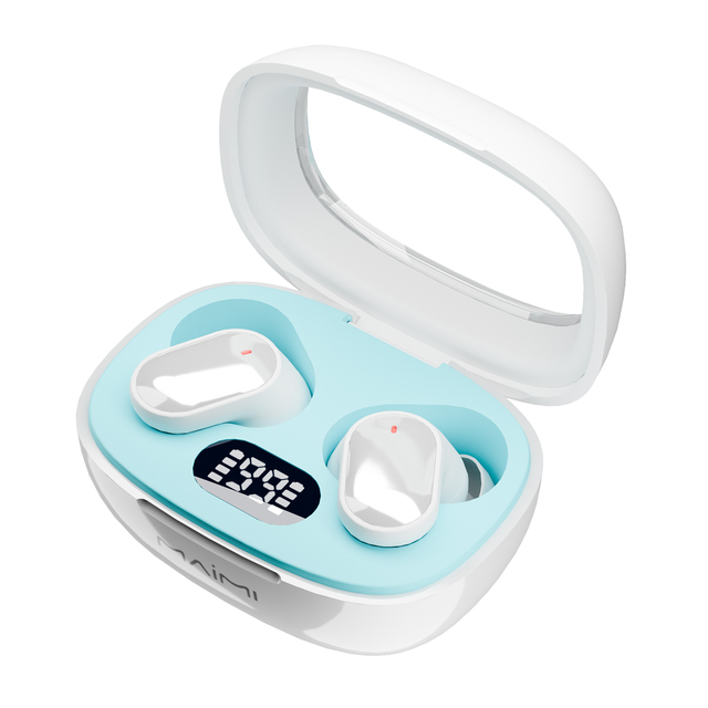 Maimi Custom logo Transparent TWS Earbuds Touch Control Mini Wireless Headphones with LED Digital Display Type-C