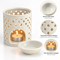 Brûleur d'huiles essentielles en céramique, chauffe-cire creux pour bougies chauffe-plat avec plateau amovible, diffuseur d'arômes, décoration d'intérieur