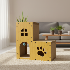Double-Layer Classic Modern <strong>Design</strong> <strong>Cat</strong> Scratcher <strong>House</strong> Wear-Resistant Non-Shed Corrugated Scratcher (Multi-Function) Carton - Product Image 4