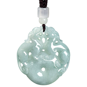 Colgante de Jade Natural Grado A con Doble Pixiu, Colgante de Jade con Textura de Hielo para la Abundancia y la Paz, para Hombres y Mujeres - Product Image 2