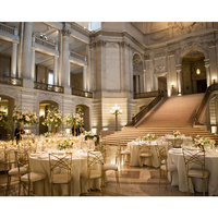 Grande table de réception de mariage en acier inoxydable doré, forme demi-lune, de luxe