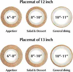 Natural Water Hyacinth Boho Rattan <b>Placemats</b> 12 Inch 13 Inch Woven Braided Wicker <b>Table</b> Mats Rustic Farmhouse Weave <b>for</b> Dining - Product Image 3