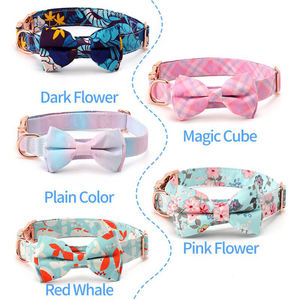 <span class=keywords><strong>Collar</strong></span> de perro con flores de diseño de lujo, seda, con lazo, hebilla de Metal impresa, personalizado, sublimado, a la moda, venta al por mayor - Product Image 6