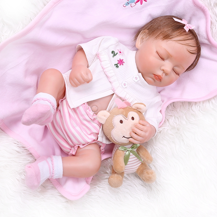NPK-Realistic Reborn Sleeping Baby, Soft Full Body Silicone, Lifelike, Hand подробный Painting, anatomically Correct, 48 см
