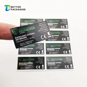 高品质防水耐热电池定制徽标贴纸乙烯基粘合剂亲吻切割标签贴纸用于电子产品