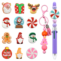 Perles en silicone motif bonhomme de neige de Noël mignonnes, très vendues, pour la fabrication de stylos et accessoires