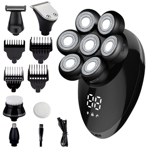 Afeitadora Eléctrica 7D <span class=keywords><strong>para</strong></span> Hombres Calvos, 4 en 1, Cabezales Flotantes, Recortadora de Barba, <span class=keywords><strong>Nariz</strong></span> <span class=keywords><strong>y</strong></span> <span class=keywords><strong>Orejas</strong></span>, USB, Resistente al Agua IPX7 - Product Image 1