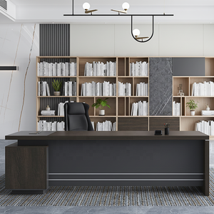 โต๊ะทำงานผู้บริหารคุณภาพสูง ทนทาน ดีไซน์ทันสมัย หรูหรา ทำจากไม้ รูปทรงตัวแอล ปรับเปลี่ยนได้ พร้อมระบบล็อครหัส  โครงโลหะหนา 50 มม. สำหรับเก็บเอกสาร - Product Image 5