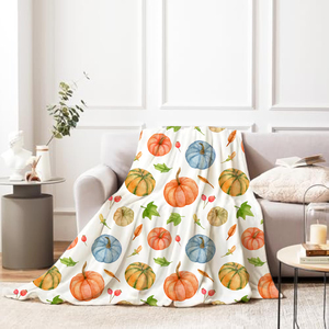 Fall Pumpkin <strong>Throw</strong> Blanket Watercolor Leaves Plush Flannel Blanket Soft Fall <strong>Throw</strong> for Home Couch Sofa Thanksgiving Decor - Product Image 1