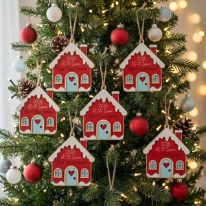 Ornement de Noël en bois personnalisable avec adresse, artisanat décoratif fait main pour cadeau de nouveau propriétaire et décoration d'arbre - Product Image 1