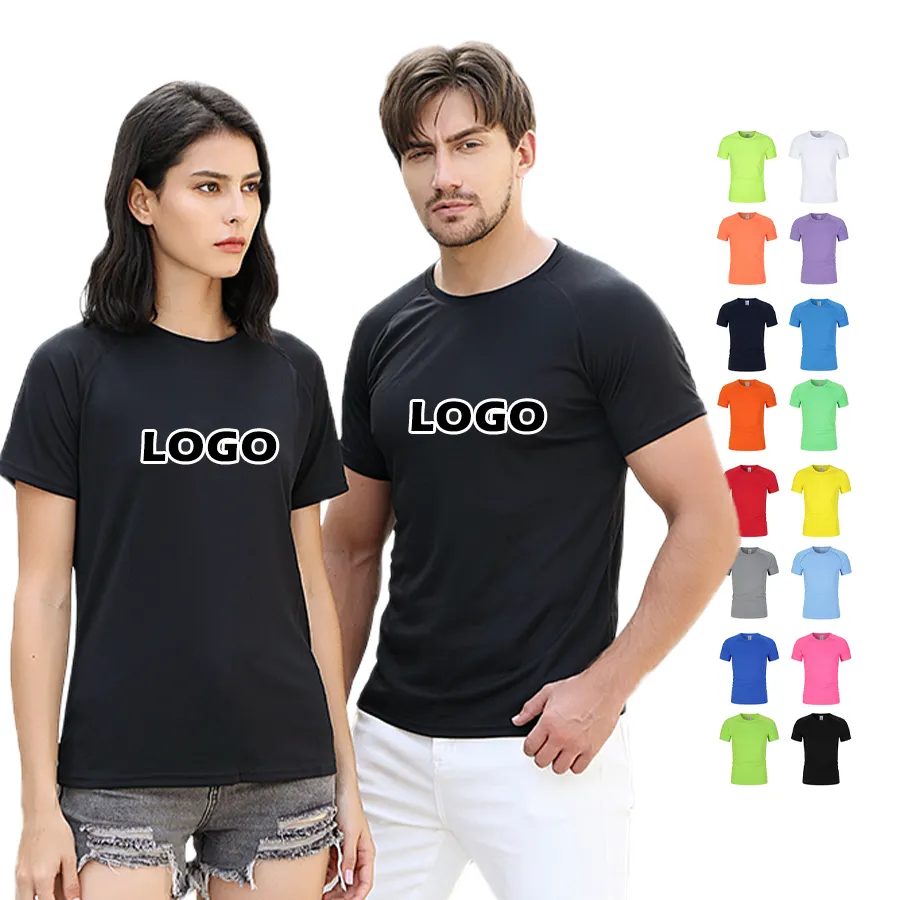 Plain bulk men's t shirt Polyester tee quick dry fit tshirts custom sublimation printing logo unisex gym Sports t-shirts for men