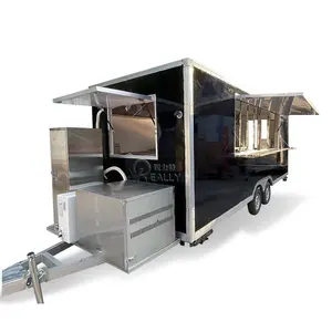 流行小吃车薯条食品卡车全设备美国户外街道数字标牌移动食品拖车