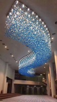 Lustre en cristal LED décoratif de luxe, art moderne, hauteur réglable, télécommande, intensité variable, pour hall d'hôtel, villa, salon