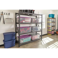 Étagère de garage autoportante à 4 niveaux à usage intensif, unité de support de stockage en fil métallique sans boulon, baie de rayonnage à 4 niveaux