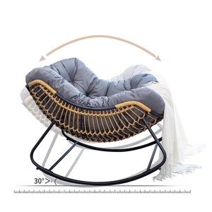 Chaise longue moderne et créative en rotin pour adultes, chaise à bascule paresseuse pour l'intérieur et l'extérieur en métal, pour balcon et patio - Product Image 5