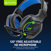 BAVIN 2025 baru Pc Gamer Gaming BH61 adaptif Headband kawat cahaya biru Headset dengan mikrofon HD
