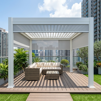 Pergola Commerciale Robuste en Aluminium avec Toit Pare-Soleil à Lames Orientables Imperméables pour Restaurant, Jardin, Bâtiment, Pavillon, Patio