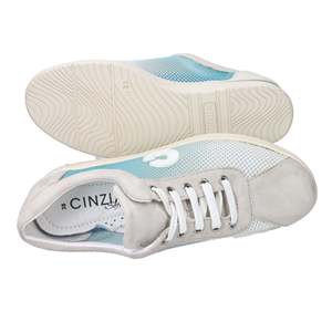 Sneakers Morbide da Donna Cinzia, Bianche e Azzurre, con Tomaia in Rete, per Uso Casual - Product Image 6