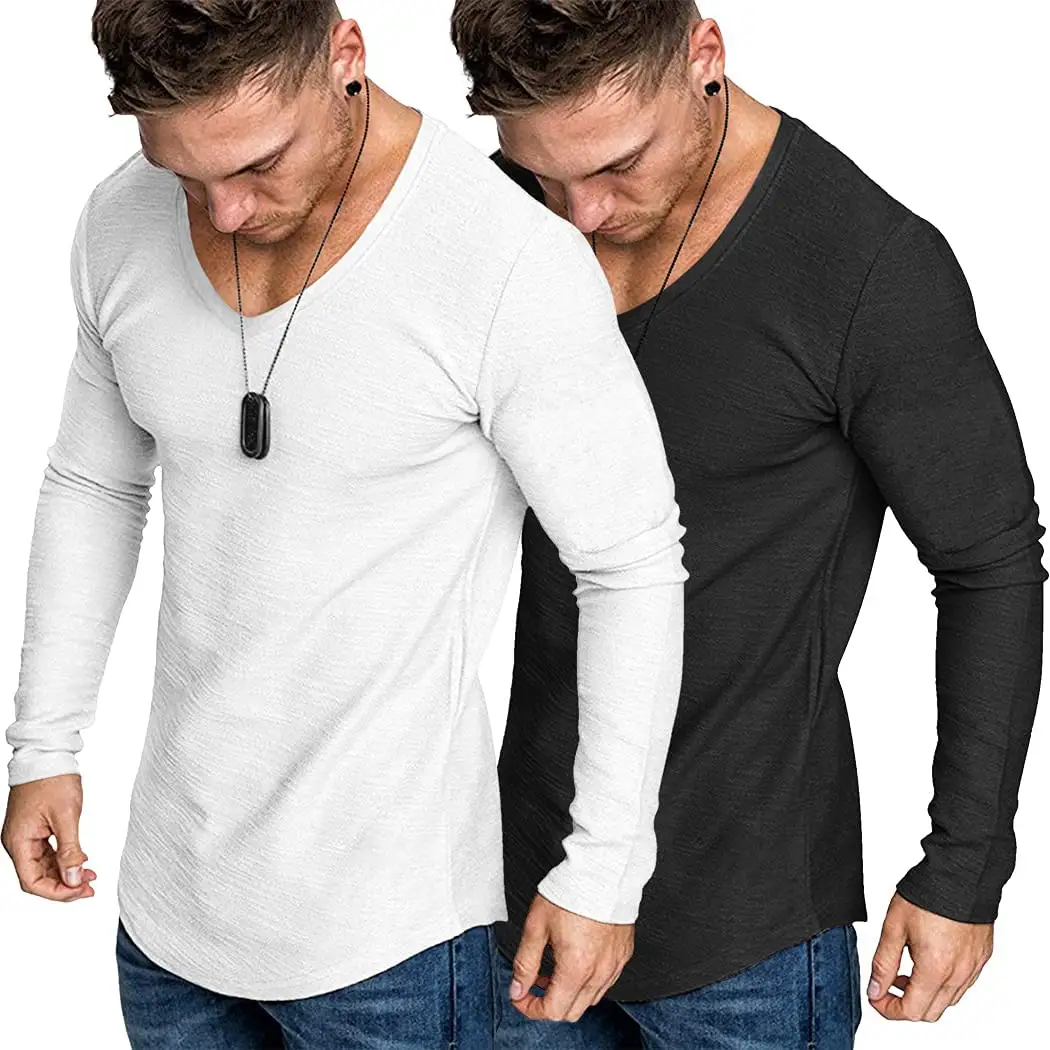 Super Soft Muscle Men's Long Sleeve Tee Gym Workout Sports T Shirts for Men