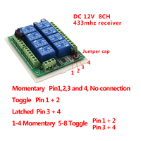 Interrupteur sans fil RF à 8 canaux 433 MHz DC 24 V, système de télécommande, récepteur émetteur, relais 8 canaux