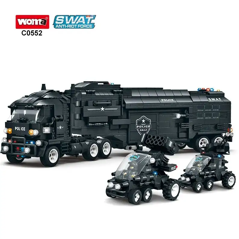 WOMA TOYS Wholesale SWAT Team Weapon Military Army Soldiers Police Helicopter Model Scene for Building Block Set