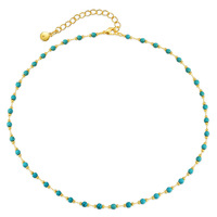 Collier en cuivre plaqué or 18 carats avec turquoise, style Ins, aspect haut de gamme et perles ajustables