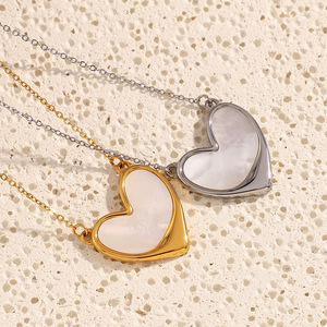 Collar con colgante de corazón de flor de piedra chapado en oro de 18 quilates para mujer, joyería de lujo, cadena llamativa, joyería Bohemia Chic al por mayor - Product Image 5