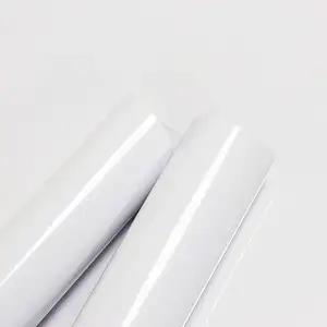 สติกเกอร์ติดผนังสีขาวมันวาวลอกออกได้ PVC ลอกออกได้วอลเปเปอร์กันน้ำสำหรับห้องครัว