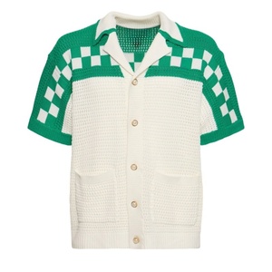 <strong>Wholesale</strong> Custom Logo 100%Cotton Man Knitwear Crochet Open Knit Set Short Sleeve Shorts High-Quality Polo OEM Summer <strong>Sweater</strong> - Product Image 2