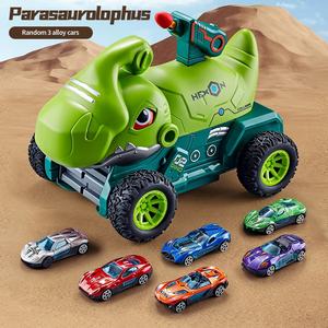 Catapulte à inertie camion de dinosaure éjection déformée piste pliable voiture de course jouet enfants véhicule de lancement de missiles avec ensemble de voitures en alliage - Product Image 6