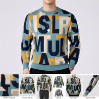 Pull en tricot d'hiver personnalisé OEM vintage en jacquard avec lettres et blocs de couleur pour homme