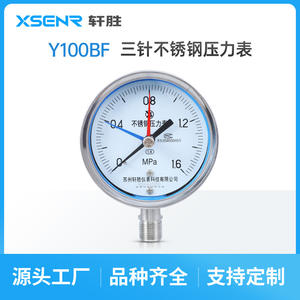 Manomètre en acier inoxydable Suzhou Xuansheng Y100BF 100 mm analogique à trois aiguilles avec indicateur de max/min - Product Image 3