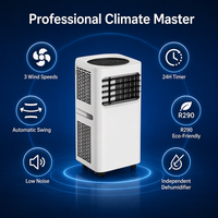 Aire Acondicionado Portátil, Ventilador de Calefacción y Refrigeración, Deshumidificador, Purificador Automático, Pantalla Táctil LED Grande para el Hogar, Dormitorio u Oficina