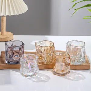 Industry China Wholesale Luxury Empty Wavy Crystal Glass Vessel For Candles