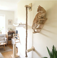 Hamac mural en bois moderne et durable pour chat, antidérapant et confortable, avec structure d'escalade et perchoir, lit portable pour chats d'intérieur