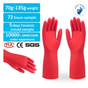 Hot Selling 33Cm Lange Rode Chemische Zuurbestendigheid Waterdichte Veiligheid Industriële Latex Handschoenen