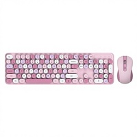 Clavier et Souris Gaming USB Ultra-Mince Sans Fil Rétro Mini Macaron Couleurs Variées avec Touches Silencieuses et 12 Raccourcis Multimédia – En Stock