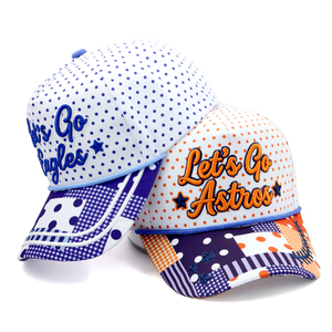 Cappellino da Baseball Strutturato a 5 Pannelli Bicolore con Ricamo 3D 'Let's Go GAME' e Stampa a Pois, Cappello Snapback per Eventi Sportivi e Feste - Product Image 4